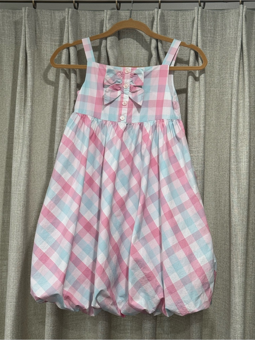 Girls Size 8 Janie and Jack Pink and Light Blue Plaid Bubble Dress